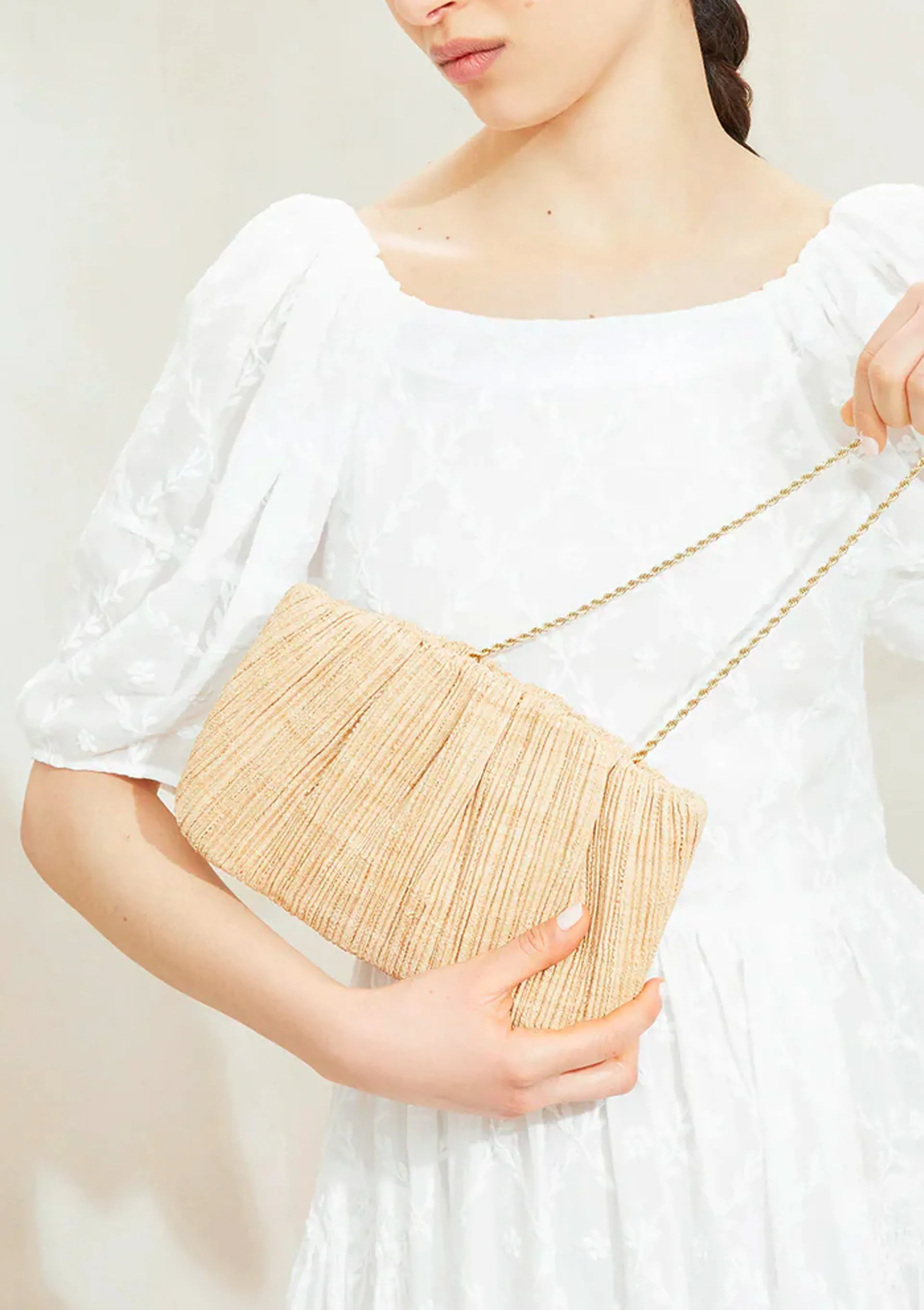 Brit Flat Pleated Pouch | Natural