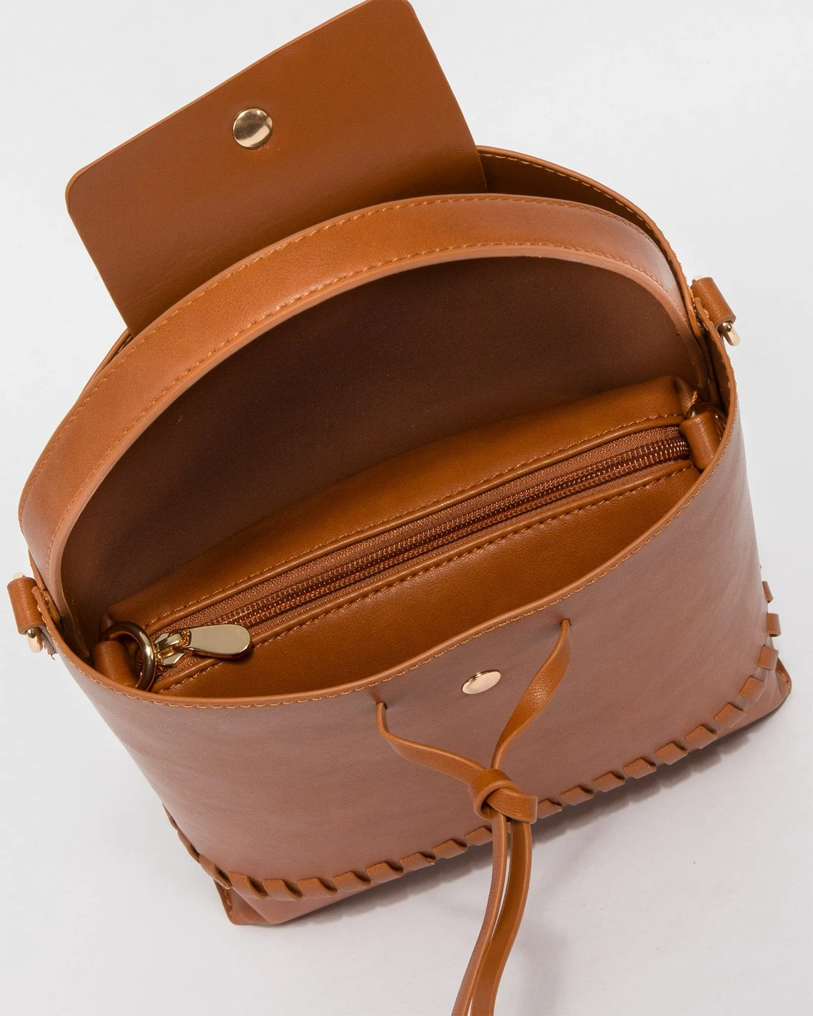 Brown Arielle Tassel Bucket Bag