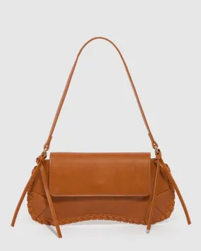 Brown Pia Curved Shoulder Bag