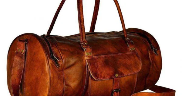 Brown Solid Duffle Bag