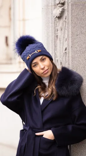 Burley Pom Pom Hat - Navy