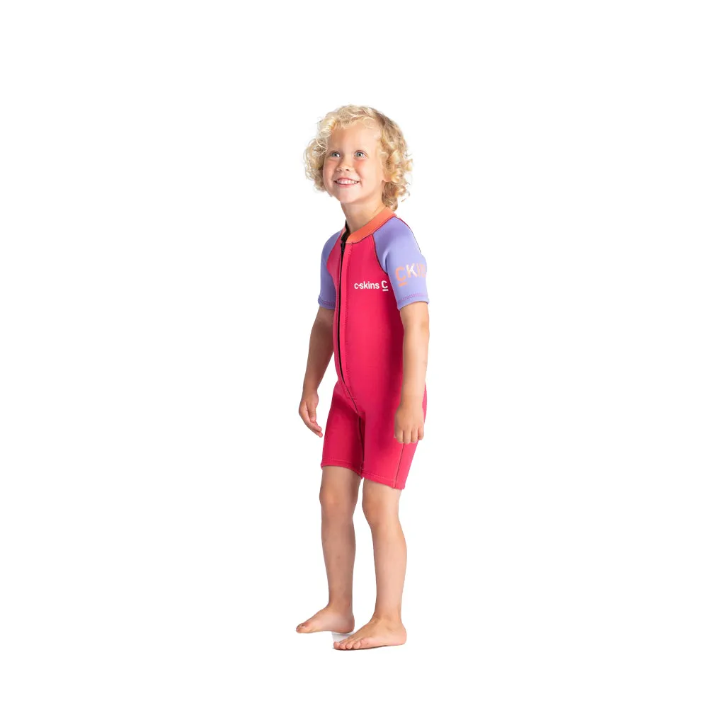 C-Skins C-Kid Baby Shortie Wetsuit - Coral/Lilac/Bright Coral