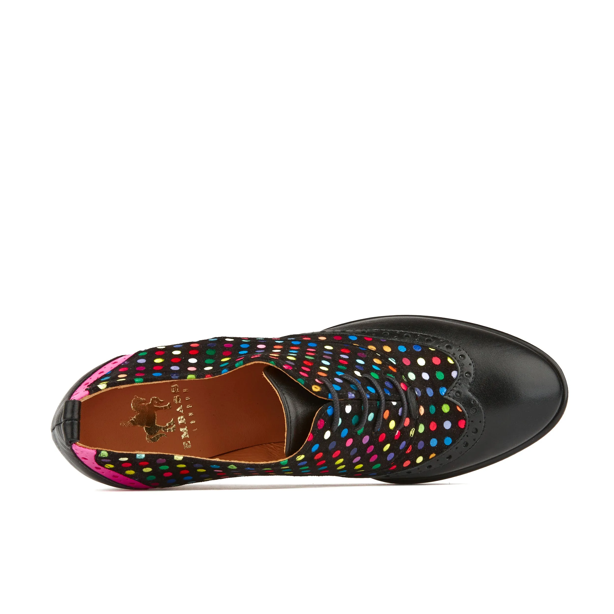 CASINO BLACK & DISCO DOTS - Women's leather black and disco print oxford pump heel