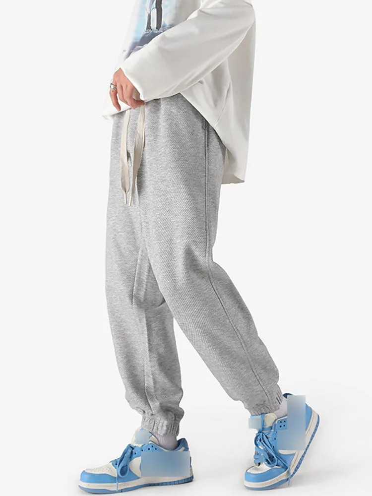   Casual Loose Knit Solod Color Joggers   