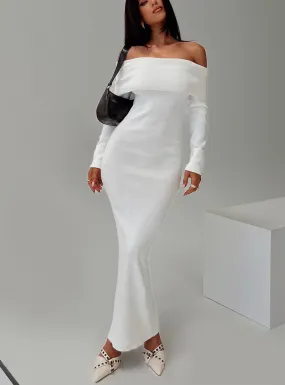 White Celestara Off The Shoulder Maxi Dress