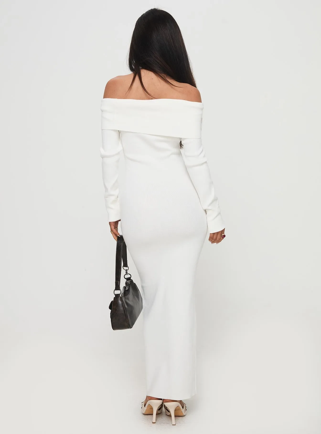 White Celestara Off The Shoulder Maxi Dress