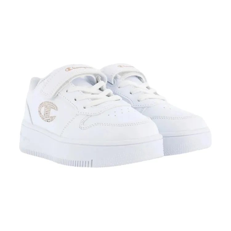 Champion Kids White Glitter Platform Sneakers S32830