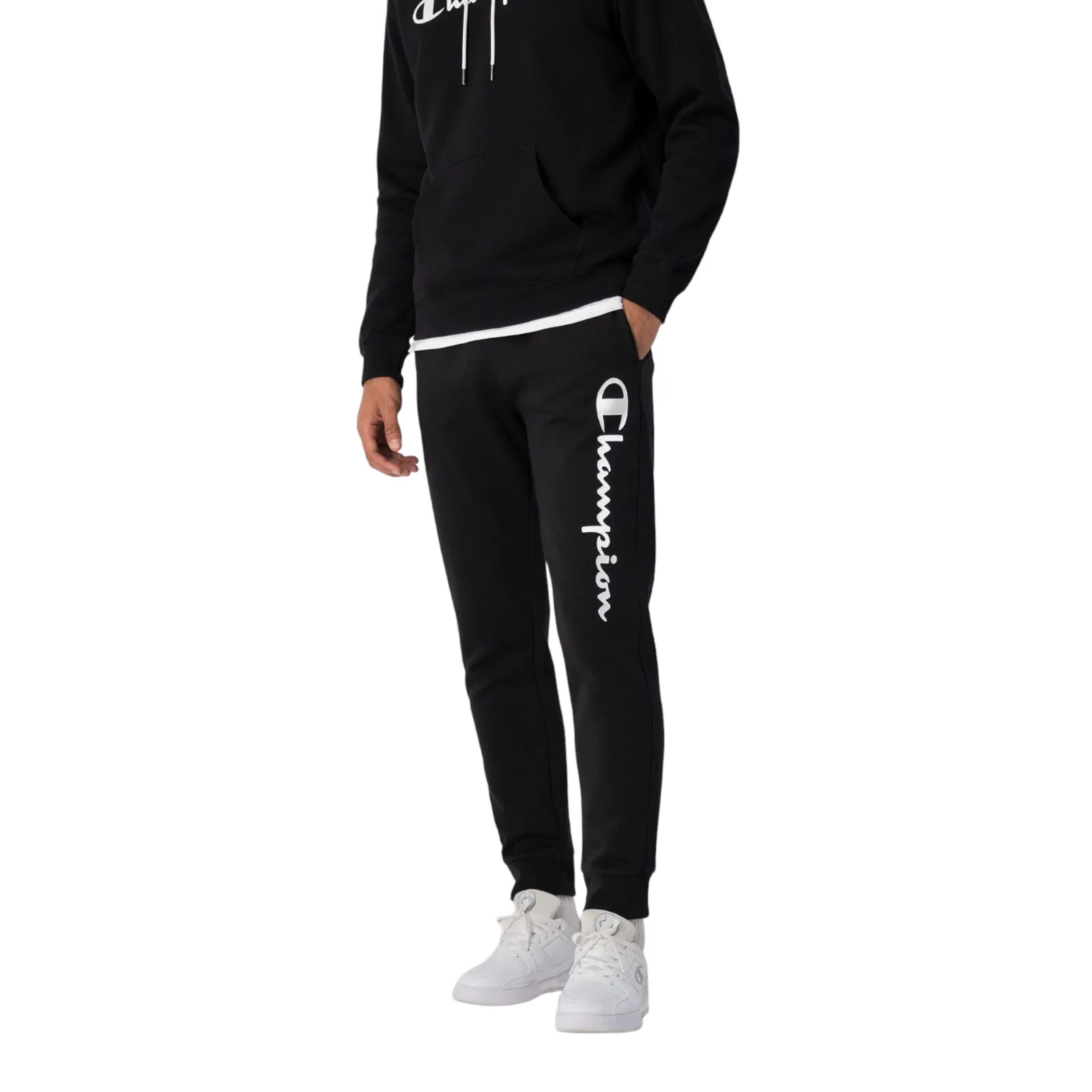 Champion Logo Fleece Joggers Sweat Pants - Black