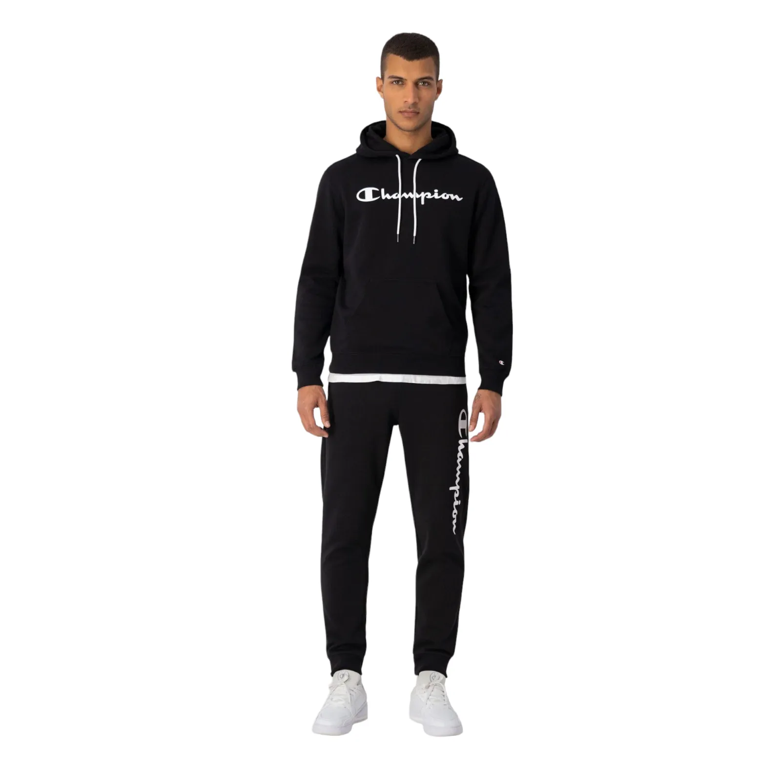 Champion Logo Fleece Joggers Sweat Pants - Black