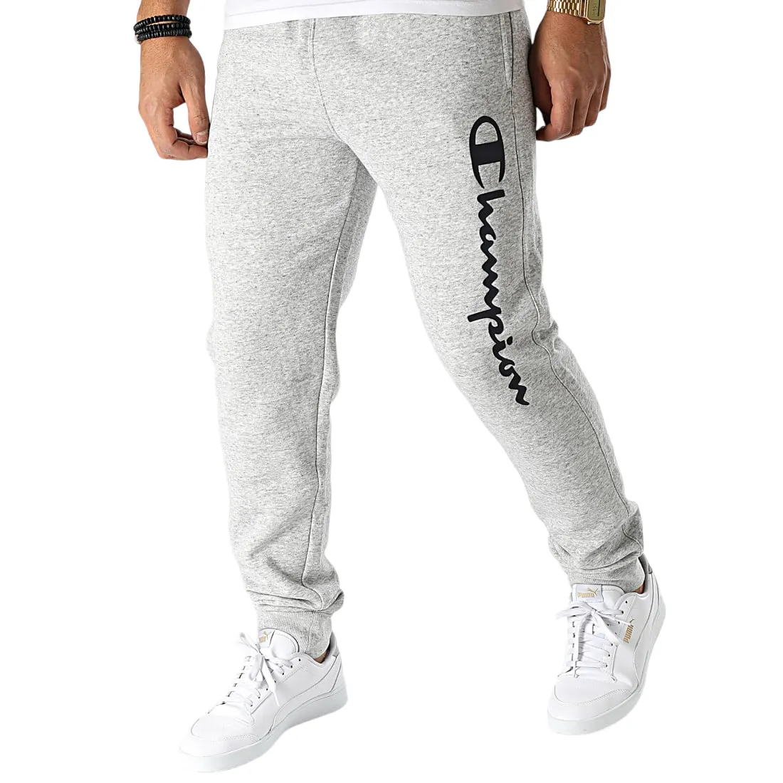 Champion Logo Fleece Joggers Sweat Pants - Grey