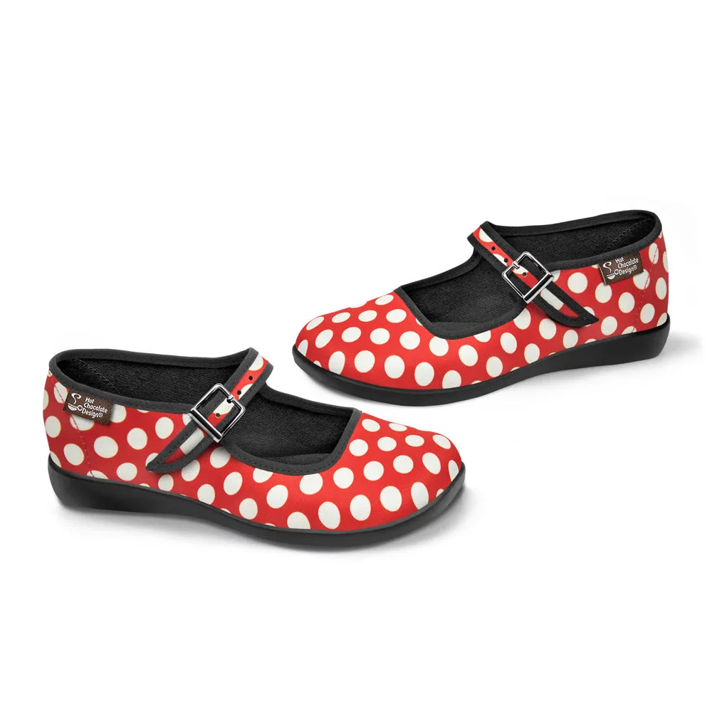 Chocolaticas® Red Polka Women's Mary Jane Flat