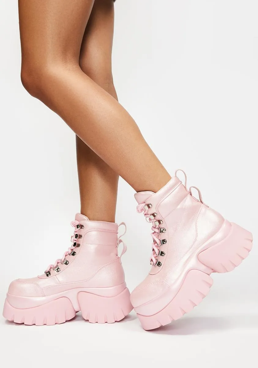 Chunky Pink Platform Boots