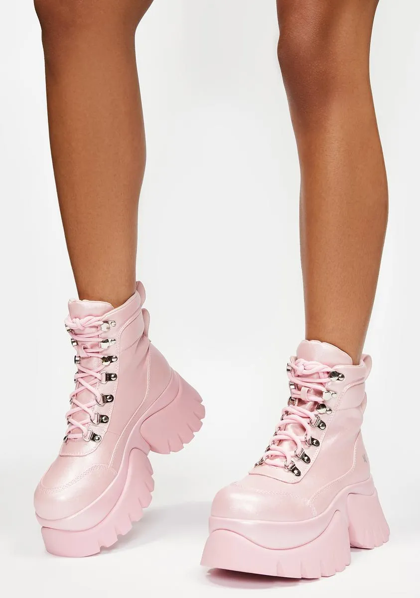 Chunky Pink Platform Boots