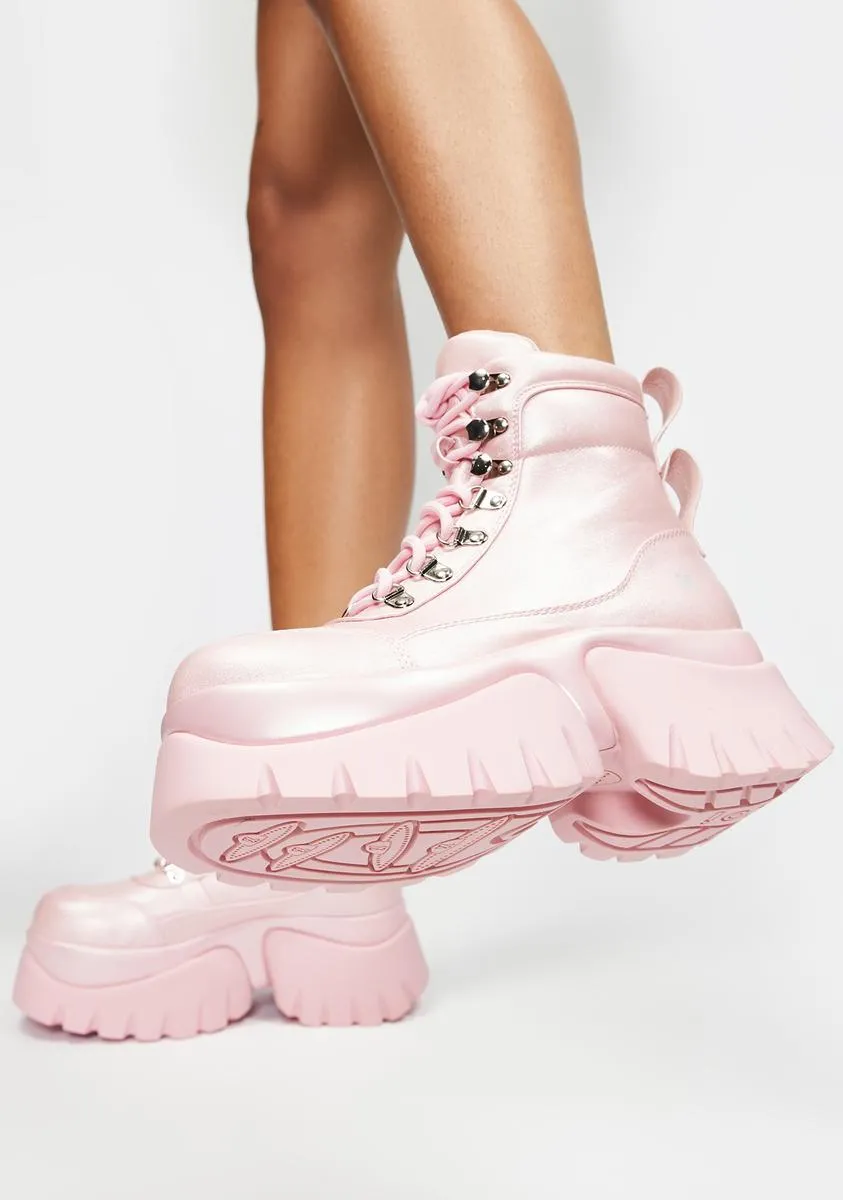 Chunky Pink Platform Boots