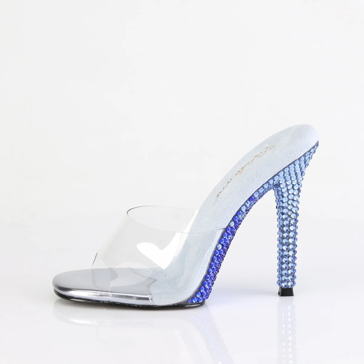 Clear Baby Blue Rhinestone 4 Inch Heel Shoes GALA-01DMM