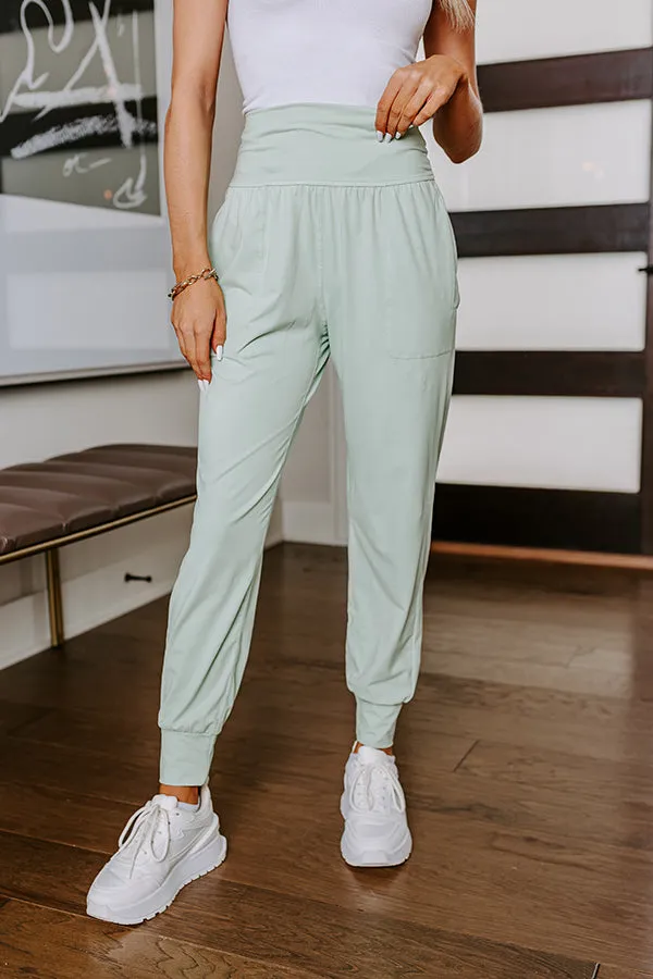 Coffee Run Cutie High Waist Butter Soft Joggers in Mint