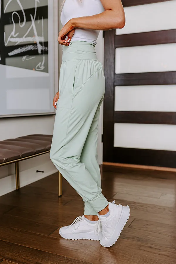 Coffee Run Cutie High Waist Butter Soft Joggers in Mint