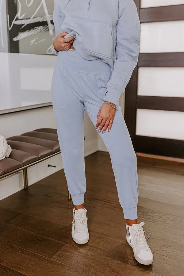 Coffee Run Cutie High Waist Butter Soft Joggers in Sky Blue