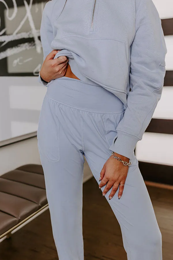 Coffee Run Cutie High Waist Butter Soft Joggers in Sky Blue