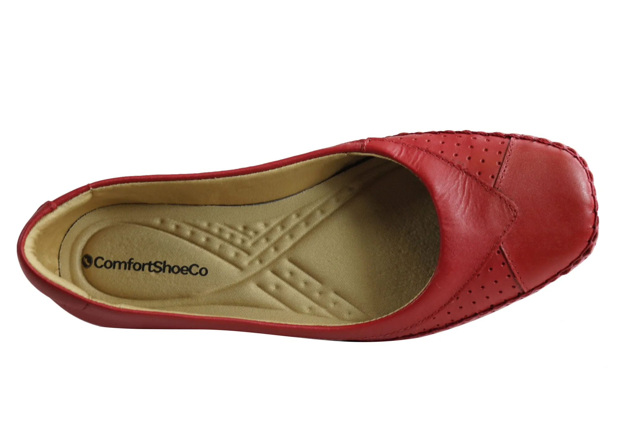 Comfortshoeco Plato Womens Comfort Cushioned Leather Low Heel Shoes