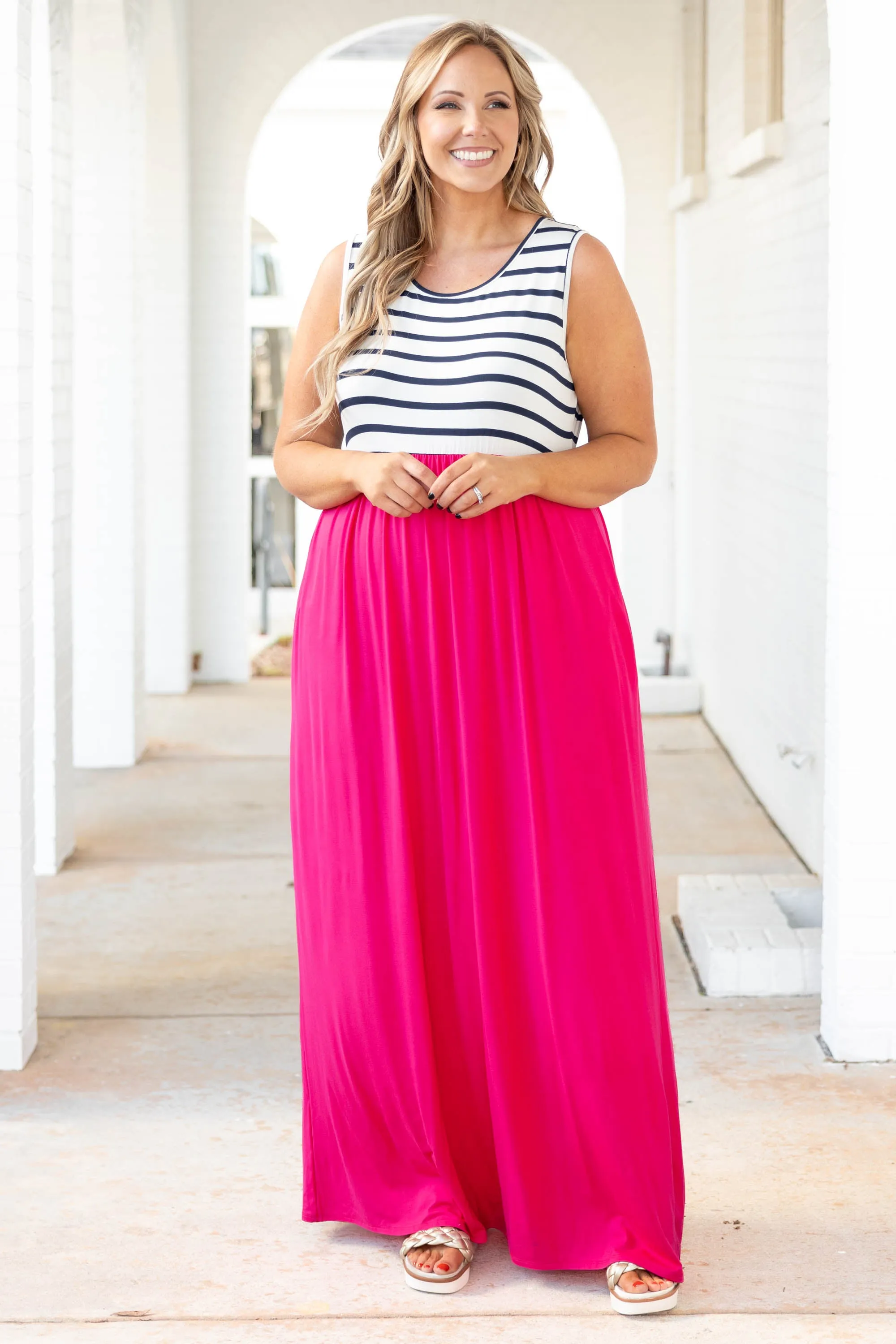 Cool Maxi Dress, Fuchsia, Poolside