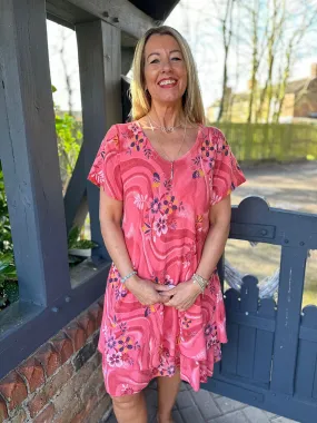 Coral Swirl Flower Dress Sabrina.