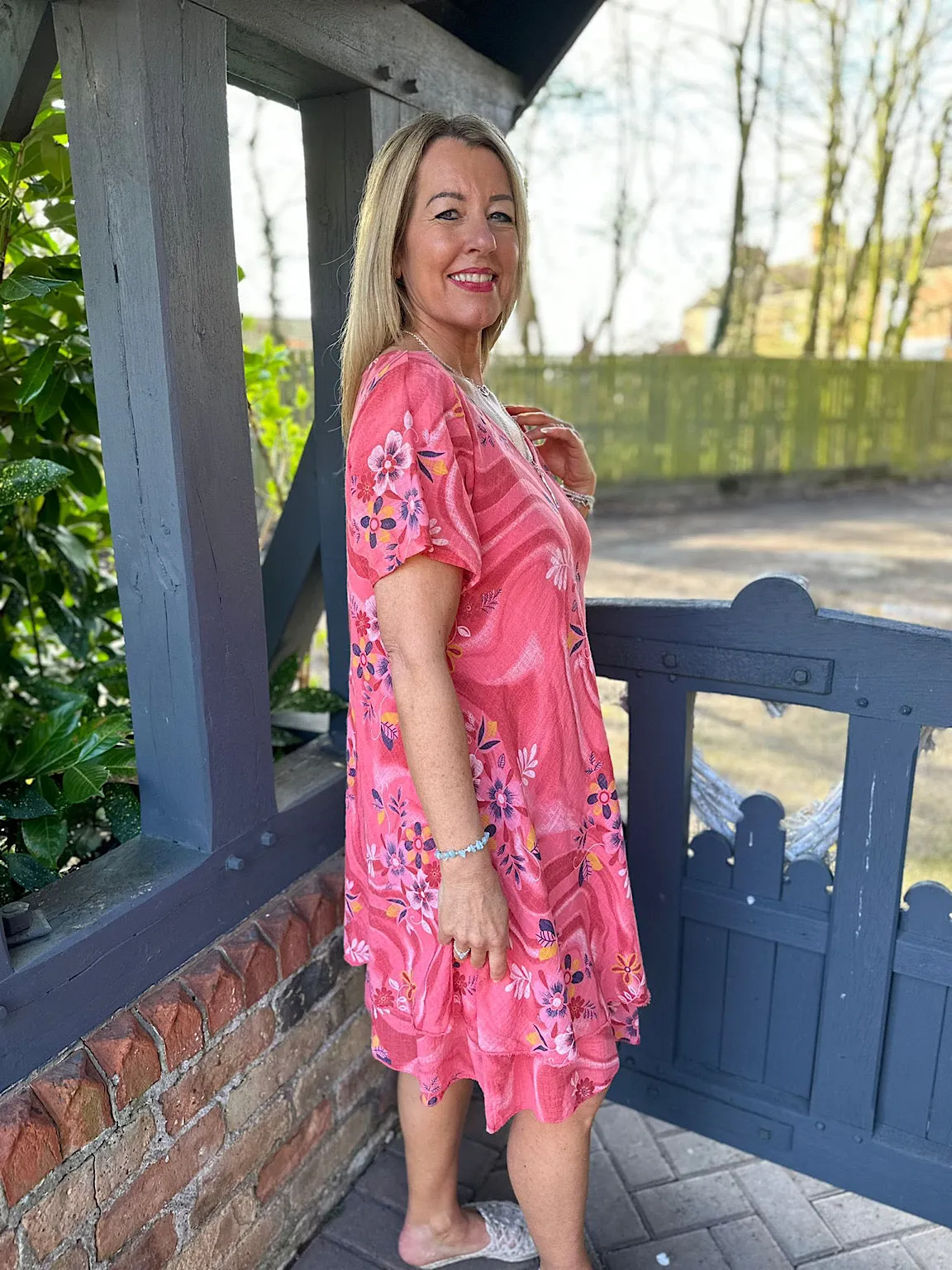 Coral Swirl Flower Dress Sabrina.