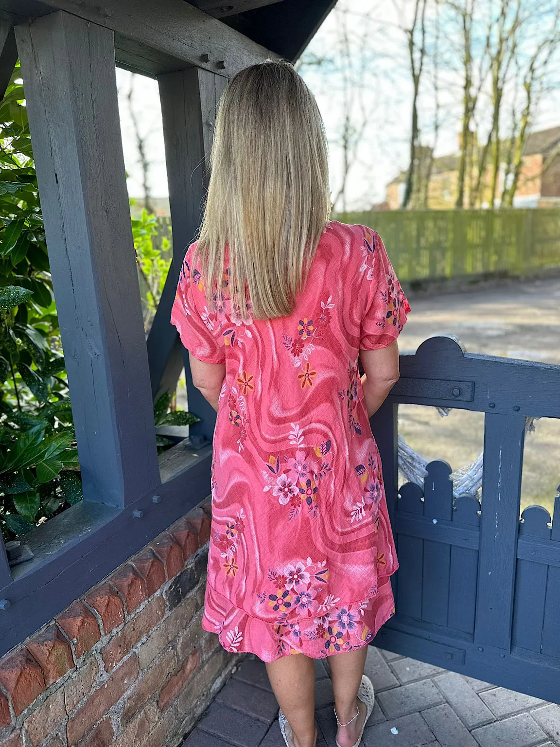 Coral Swirl Flower Dress Sabrina.