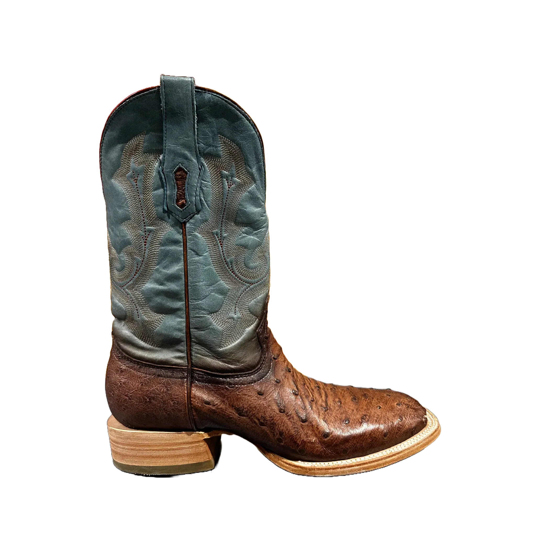 Corral Men's Cognac Navy Ostrich Embroidered Boots