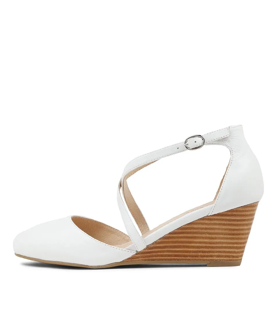 DIANA FERRARI Leorah White Leather Wedges