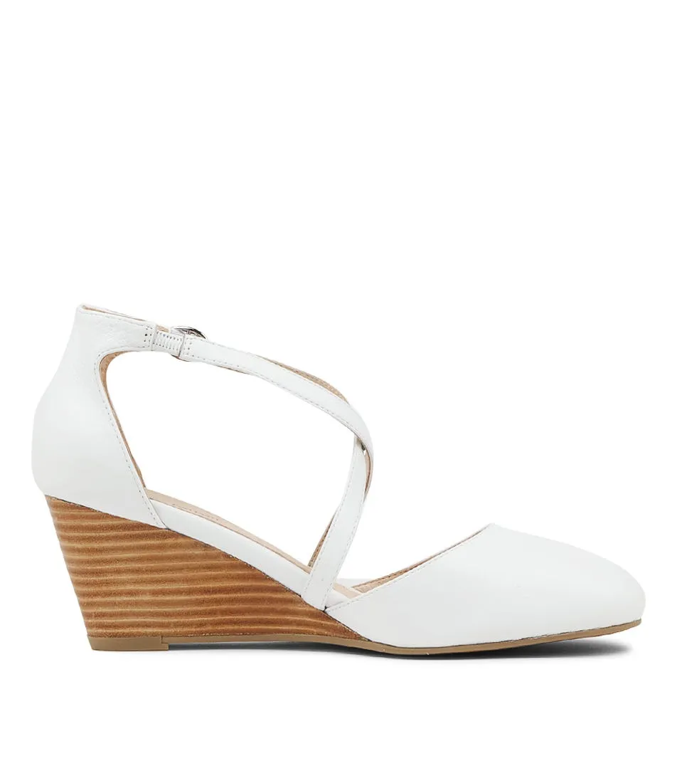 DIANA FERRARI Leorah White Leather Wedges