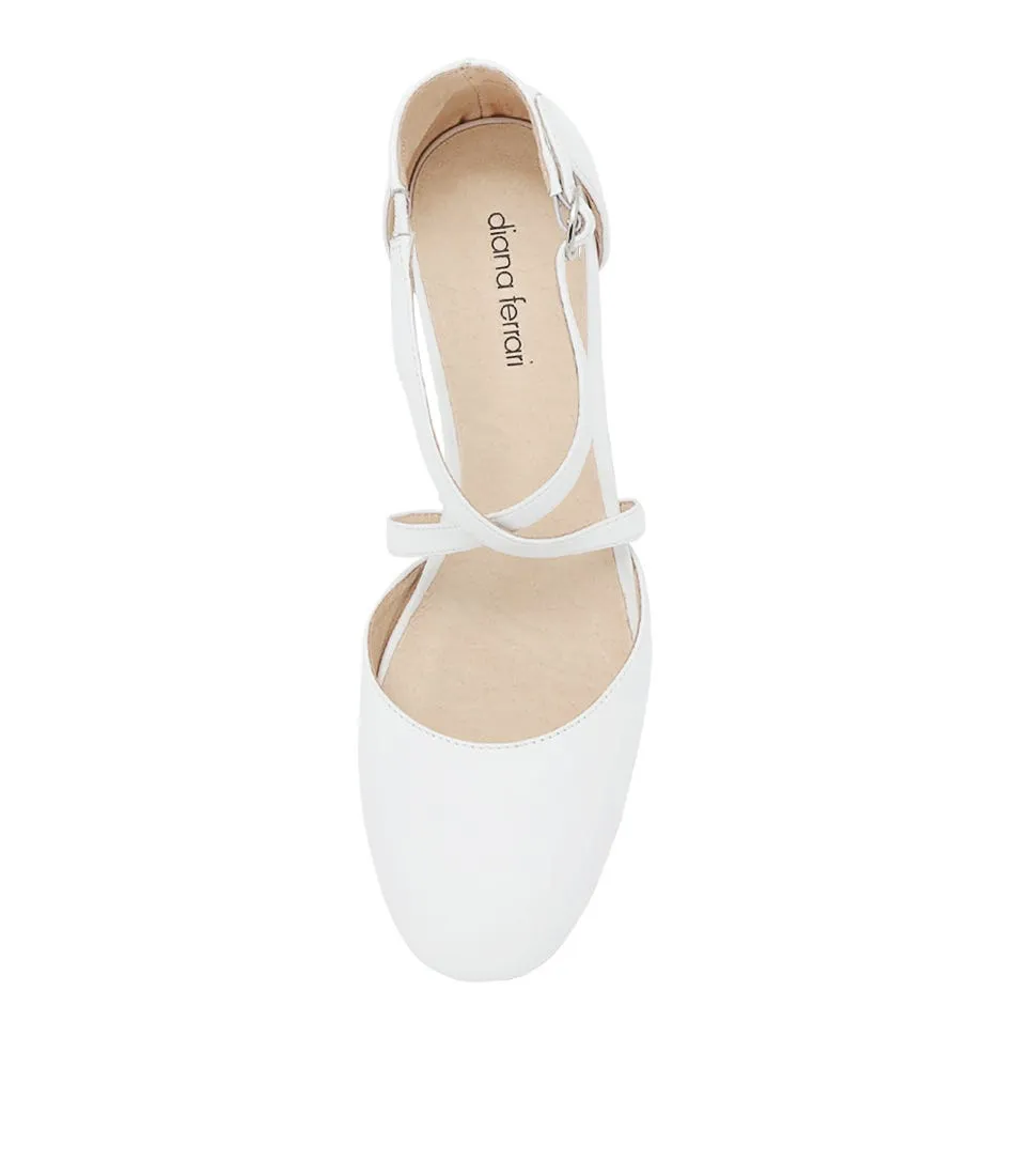 DIANA FERRARI Leorah White Leather Wedges