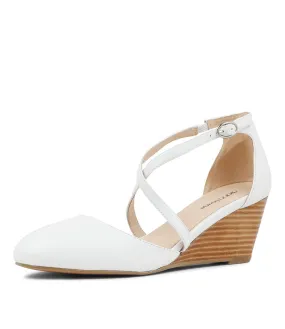 DIANA FERRARI Leorah White Leather Wedges