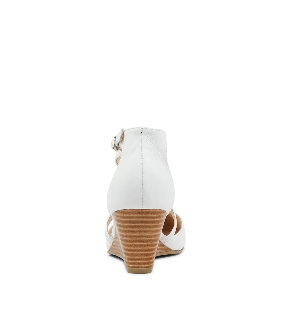 DIANA FERRARI Leorah White Leather Wedges