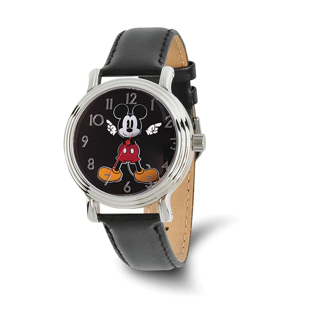 Disney Black Strap Mickey Mouse Watch with Moving Arms - Adult Size 38mm