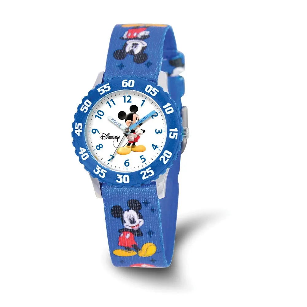 Disney Girls Mickey Mouse Watch - Time Teacher with Printed Fabric Band