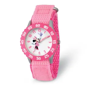 Girls Minnie Mouse Pink Strap Time Teacher Watch