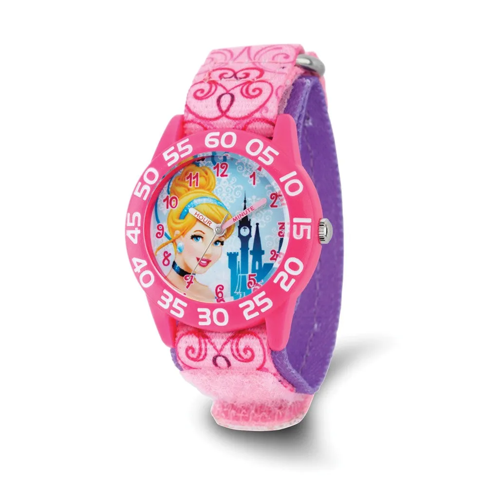 Princess Cinderella Kids' Pink Nylon Time Teacher Watch