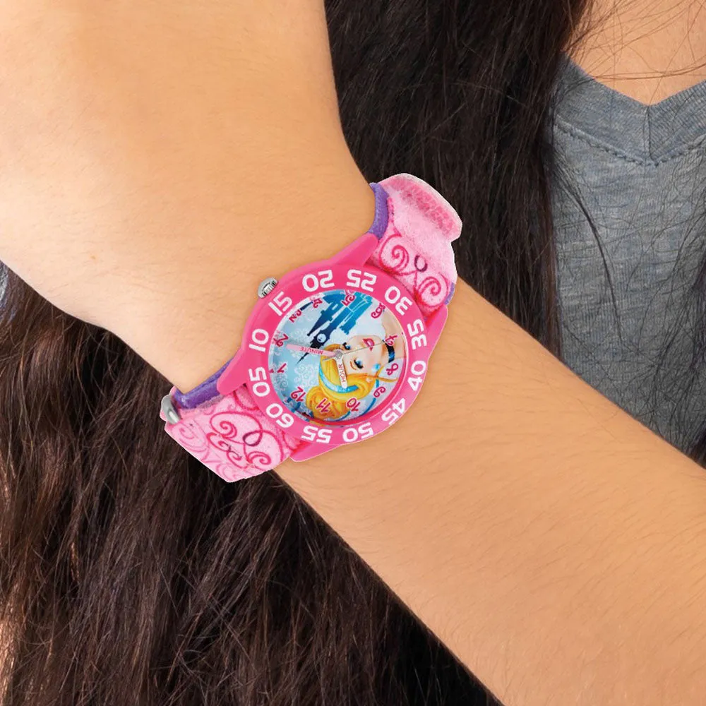 Princess Cinderella Kids' Pink Nylon Time Teacher Watch