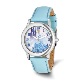 Disney Girls Princess Cinderella Light Blue Leather Tween Watch