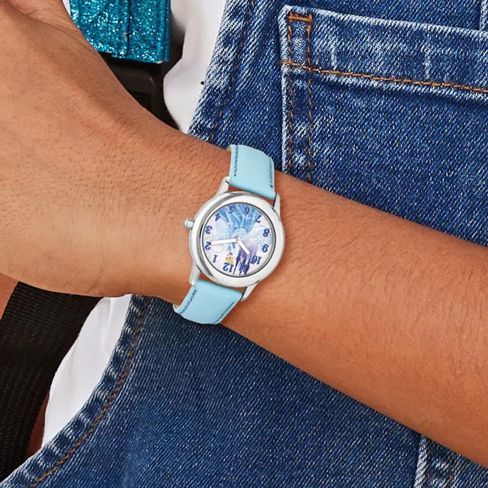 Disney Girls Princess Cinderella Light Blue Leather Tween Watch