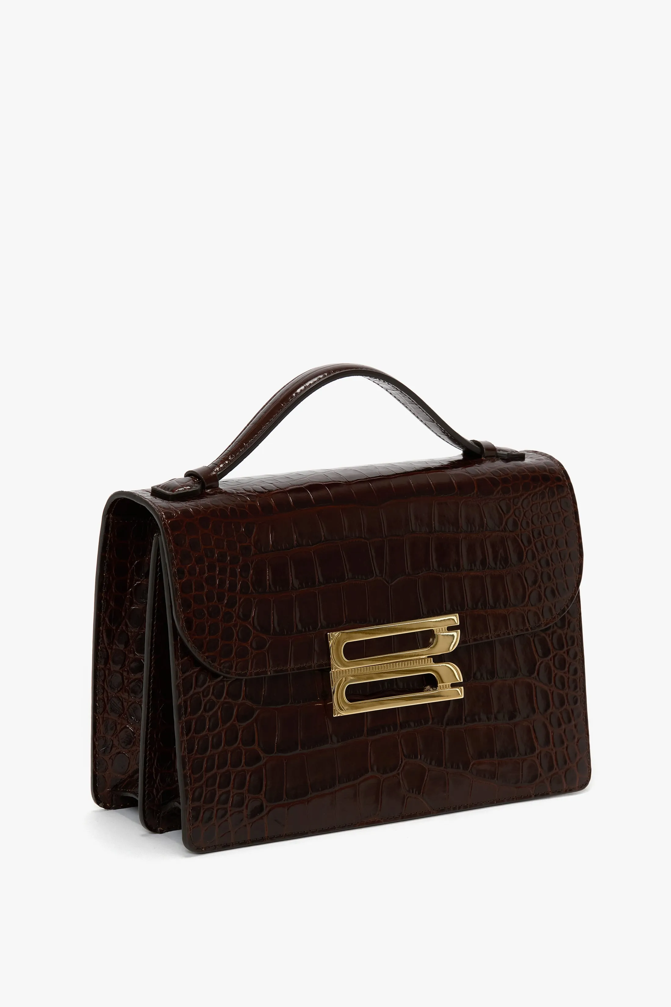 Dorian Bag In Dark Brown Croc Embossed Leather