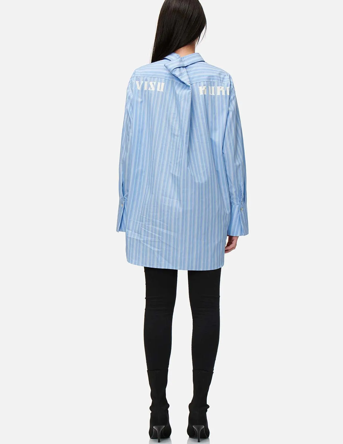 Drape Collar Pinstripe Shirt