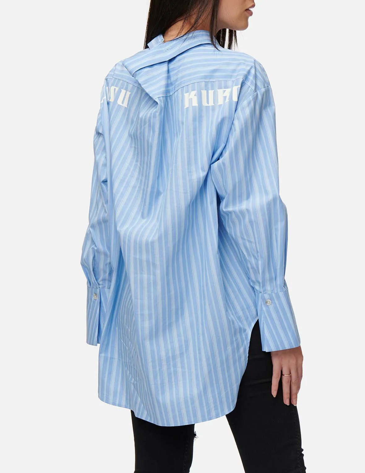 Drape Collar Pinstripe Shirt