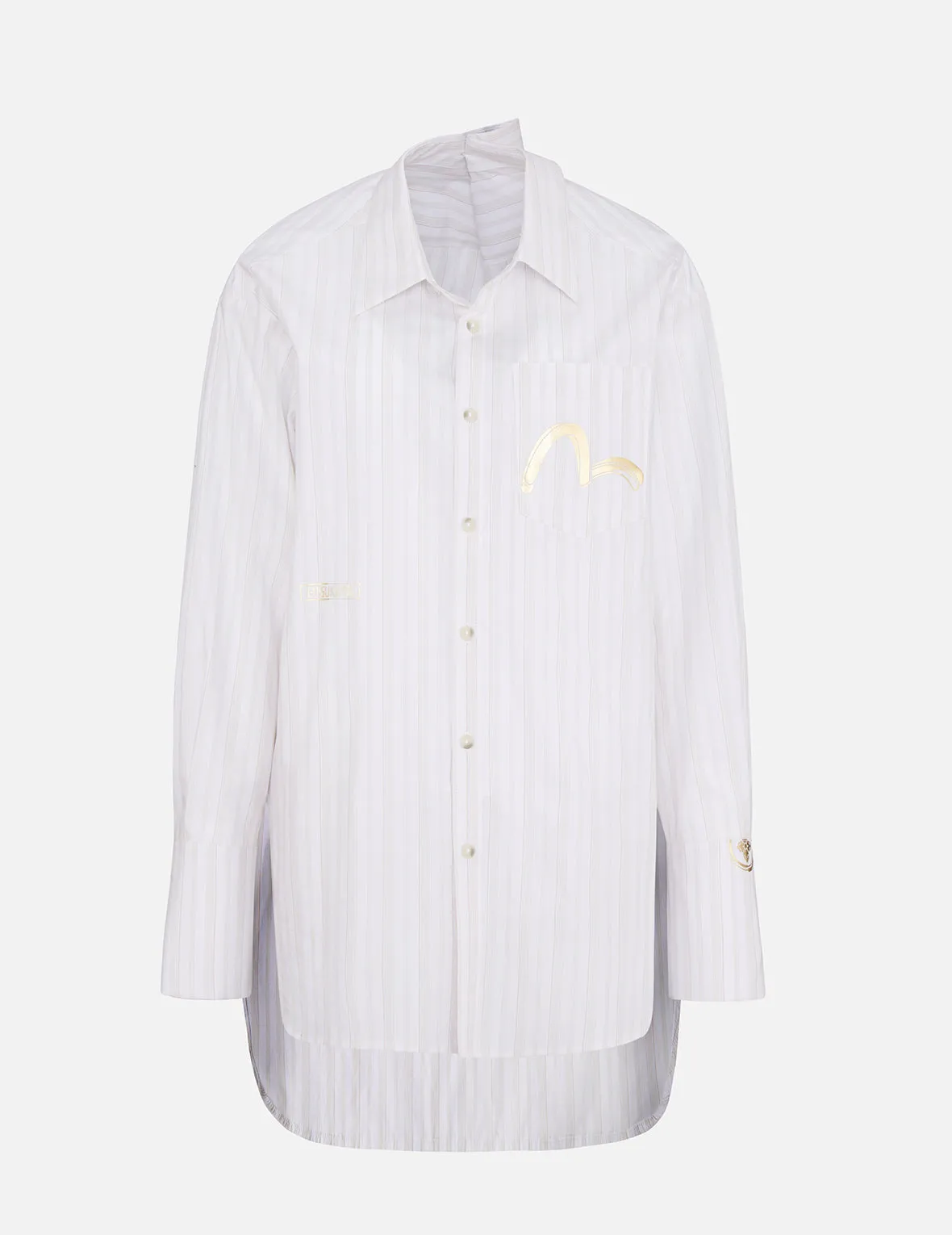 Drape Collar Pinstripe Shirt