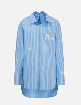 Drape Collar Pinstripe Shirt