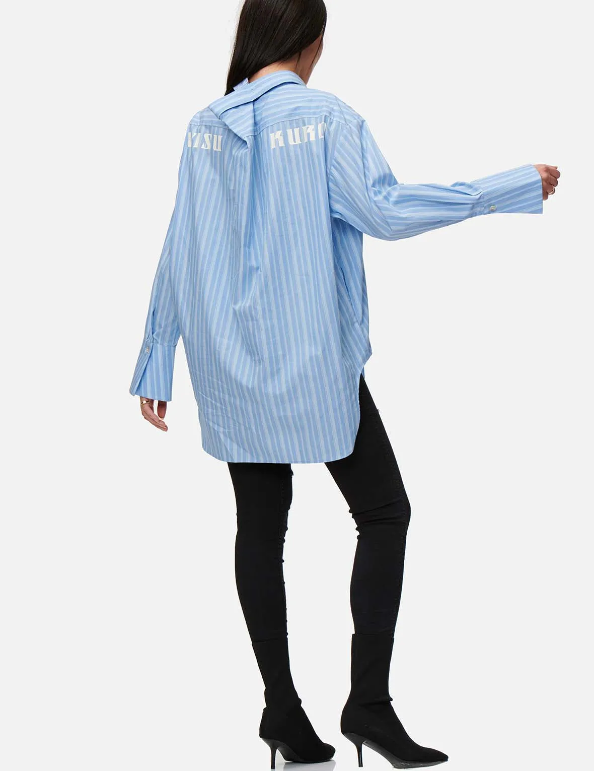 Drape Collar Pinstripe Shirt