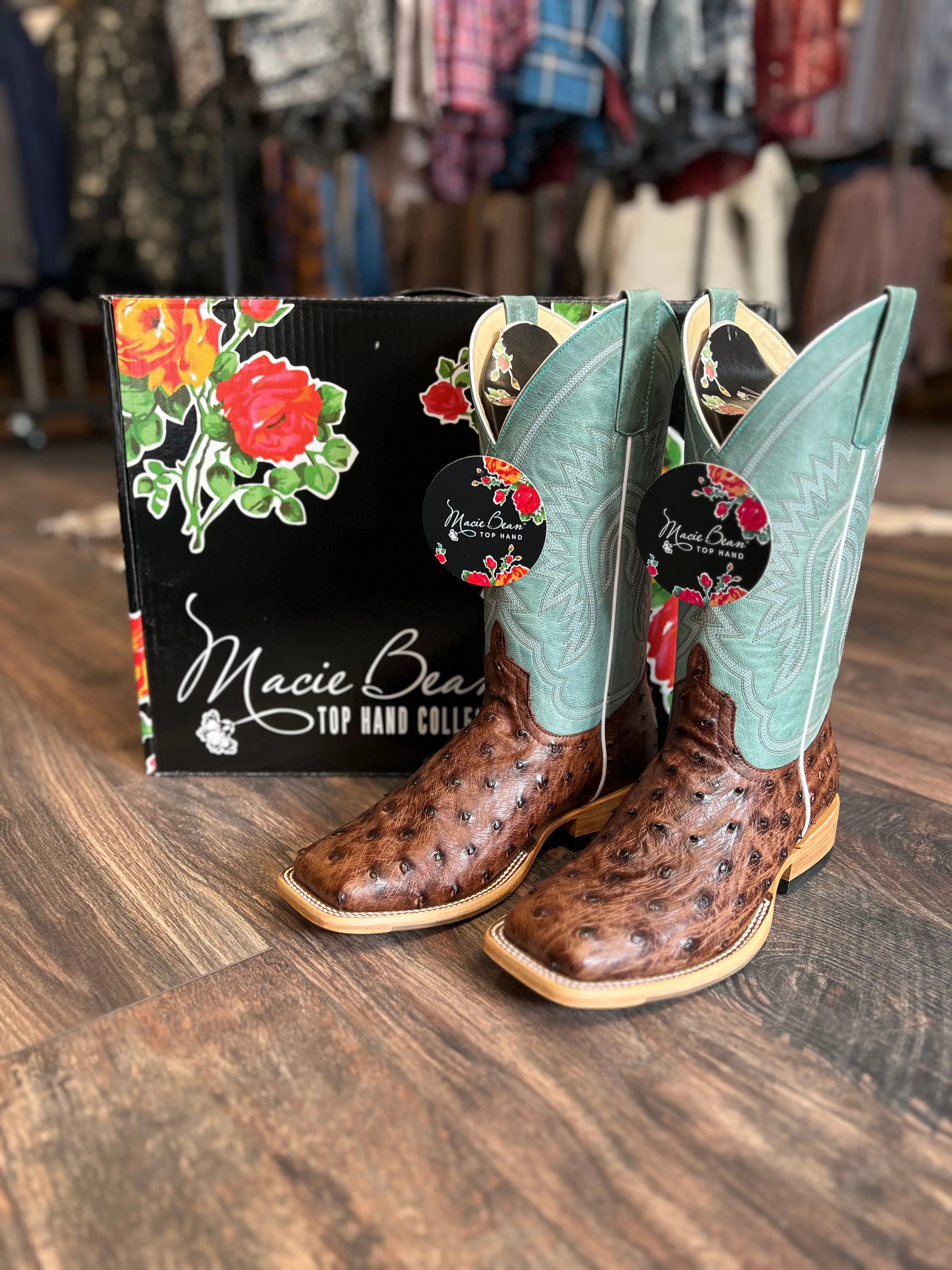 Dusty Haze Ostrich Boots by Macie Bean