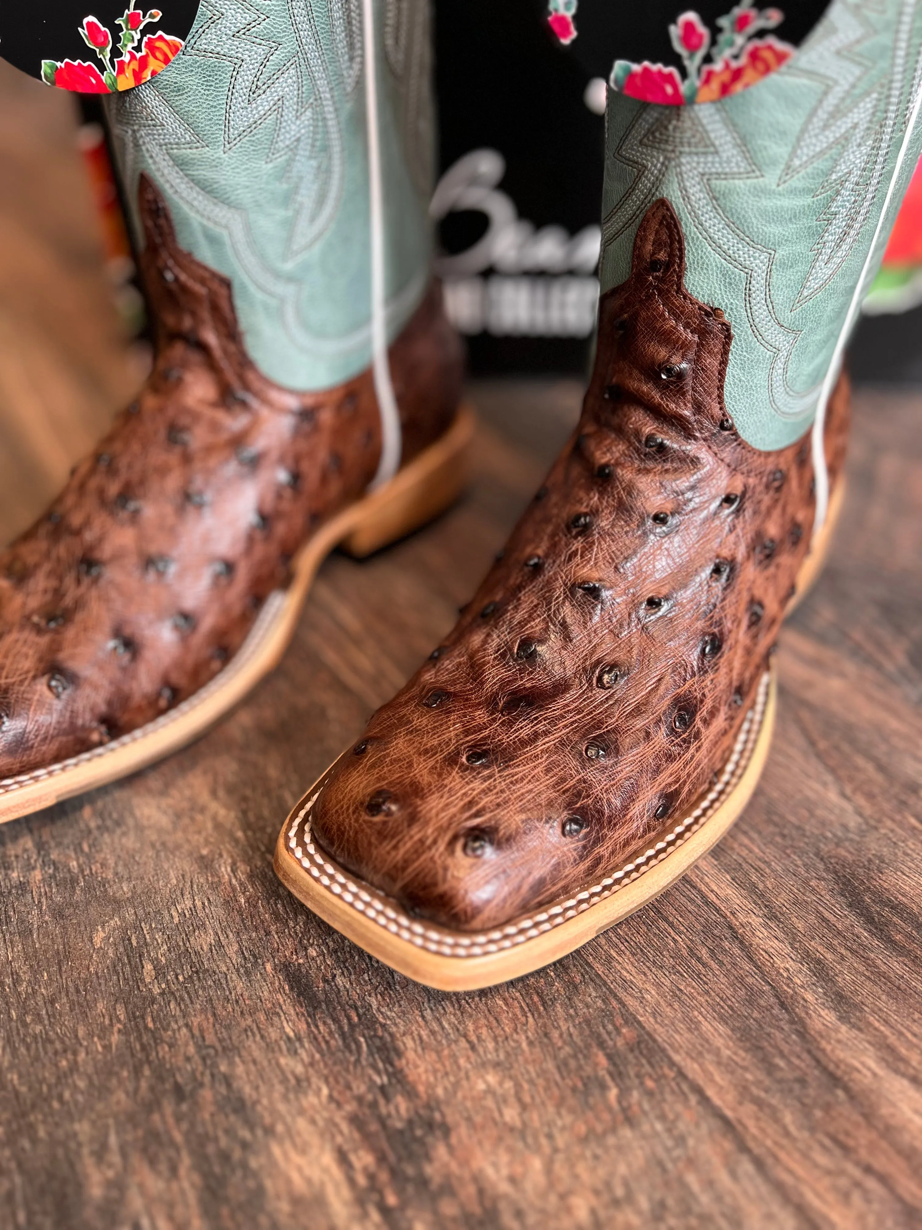 Dusty Haze Ostrich Boots by Macie Bean