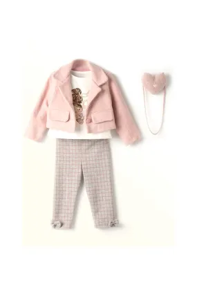 Ebita Mini Girl Four Piece Check Set, Pink